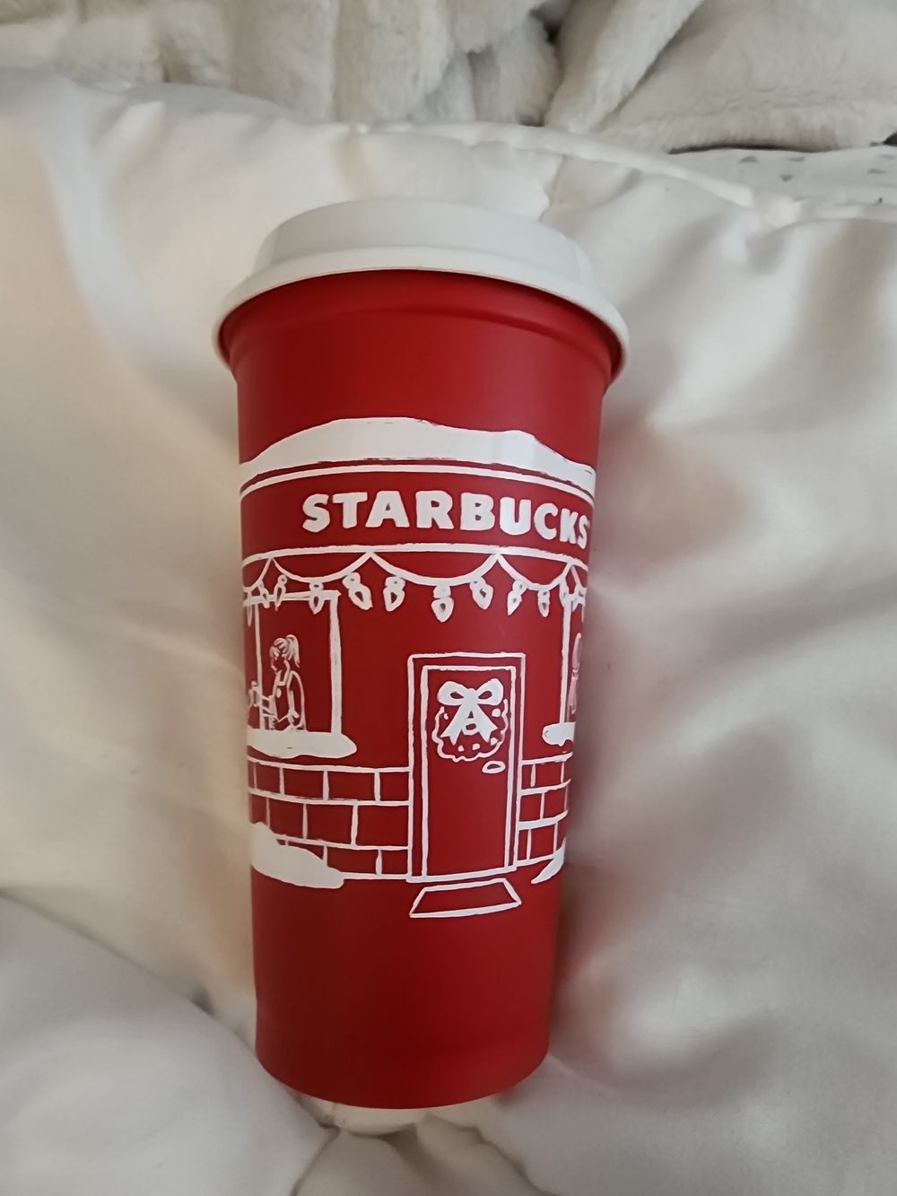 Starbucks Red and White Holiday Travel Tumbler